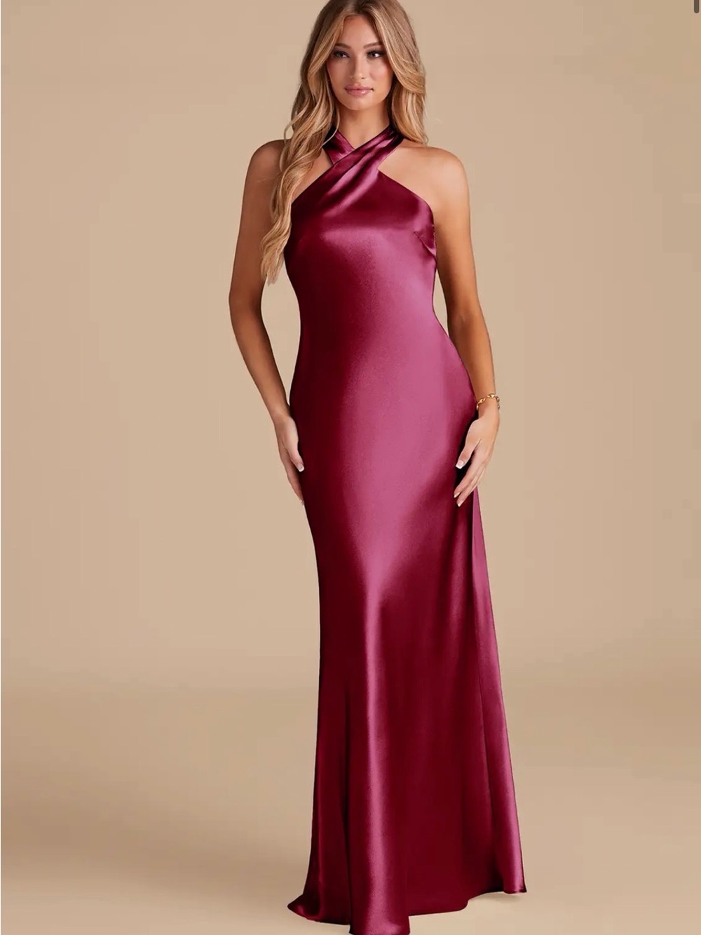 Azazie Doretta High Neck Metallic Satin Dress Size 4